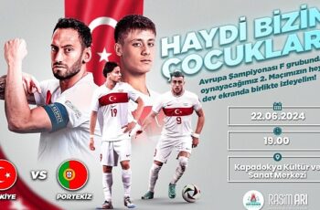 A Milli Takımımızın, Avrupa Futbol Şampiyonası’nda bu akşam Portekiz ile oynayacağı maç için Nevşehir Belediyesi Kapadokya Kültür ve Sanat Merkezi’ne dev ekran kuracak