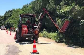 Yol kenarındaki otlar ve çalılar temizleniyor