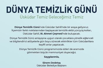 Üsküdar’da “Dünya Temizlik Günü” etkinlikleri düzenlenecek