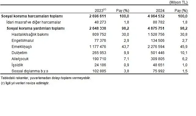 Sosyal Koruma İstatistikleri, 2024